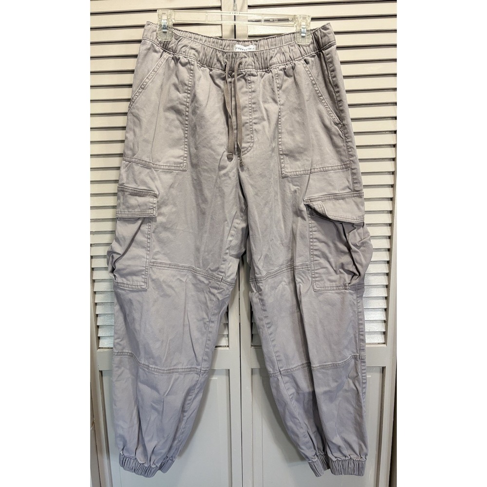 Aeropoastale Khaki Beige Cargo Jogger Pants Size L  High Rise Elastic/Tie Waist